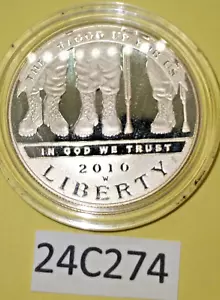bb2 24C274 American Veterans Disabled for Life Commemorative Silver $ 2010-W - Picture 1 of 11