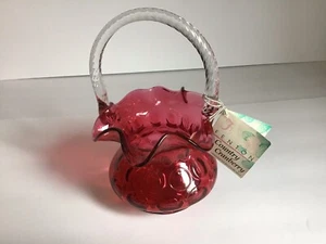 Vintage Fenton Country Cranberry Basket Original Sticker And Tag - Picture 1 of 8
