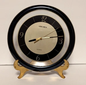 Vintage Verichron Wanduhr postmodern glam schwarz & Messing 11 Zoll Modell 700679 - Bild 1 von 7