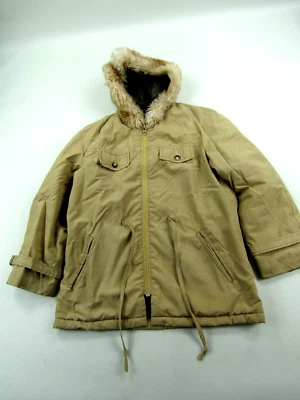 Chaqueta De Colección Blanca Bear of St. Paul Para Mujer Mediana Imitación Piel Recortada Capucha Cremallera Completa Foto 1 de 4