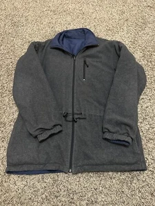 Mens LL Bean Quilt Lined Fleece XL Gray Blue Winter Jacket - Picture 1 of 6