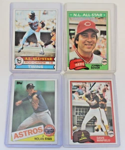 Lote de 4 tarjetas de béisbol de colección 1979-1985 [N. Ryan, R. Carew, J. Banco, D. Winfield] - Imagen 1 de 20