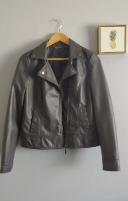 JouJou faux leather jacket women color gray size Large  Good Condition  - Image 1 of 4