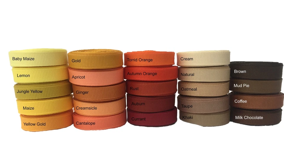 5 YARDS  3/8"  7/8" or  1.5" SOLID OFFRAY GROSGRAIN RIBBON U PICK COLOR & SIZE - Image 1 of 1
