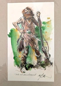 Dessin original Robinson Crusoé René Follet Technique acrylique crayon gras - Picture 1 of 3