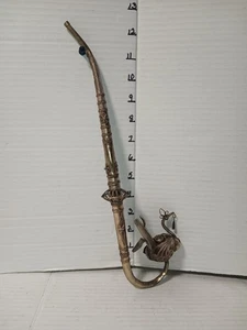ANTIQUE ORIENTAL SILVERED METAL FILIGREE SMOKING PIPE ASIAN PEACOCK HANDMADE - Picture 1 of 4