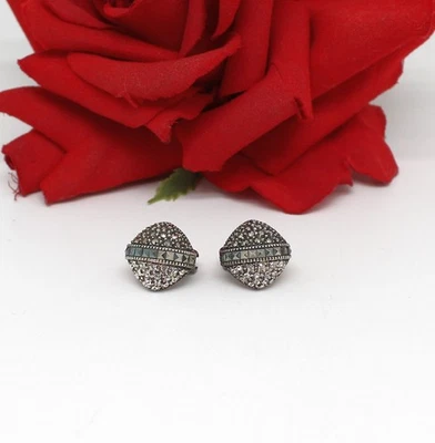 纯银 Judith Jack Marcasite & CZ 7.9 克穿孔耳环猫救援 — 第 1/3 张图片