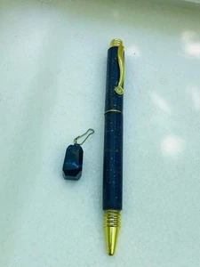 Penna inchiostro blu pietra naturale lapislazzuli ballapoint fatta a mano con ciondolo blu - Foto 1 di 15