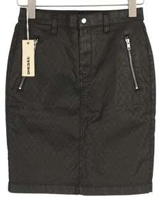 DIESEL De-Frank 0668Z Women Skirt W27 Glitter Black Shiny Embroidered RRP€175 * - Picture 1 of 8