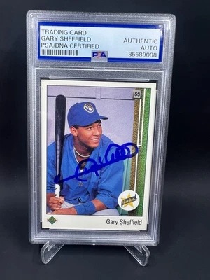 Gary Sheffield Signed 1989 Upper Deck RC IP Auto PSA/DNA Brewers Marlins - Image 1 of 2