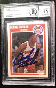 1989-90 Fleer #49 Dennis Rodman BAS Beckett Authentic 10 Autograph Auto Pistons - Picture 1 of 2