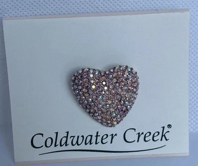 Broche Pin Coldwater Creek Heart AB Pinks Blues metal tono dorado. "NUEVO CON ETIQUETAS 1""" Foto 1 de 4