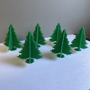 VTG Plasticville SPRUCE TREES - QTY 6 - O/S TR-6 Model Train Railroad RR 3.25" T - Picture 1 of 7
