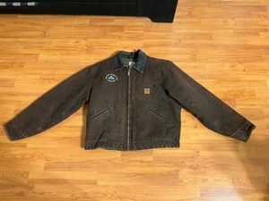 Vintage Carhartt Detroit Jacket J97 DKB Dark Brown Men’s Large Blanket Lined - Picture 1 of 8