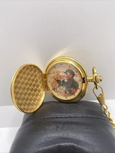 Mao Zedong Vintage Gold Tone Mechancial Waving Pocket Watch Works! - Picture 1 of 5