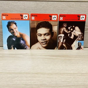 1977 Sportscaster Boxing Cards Lot Of 3 Marciano/Joe Louis/Sugar Ray Robinson - Picture 1 of 7