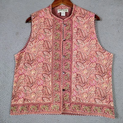 Chaleco Orvis Mujer Grande Coral Rosa Paisley Forrado Sin Mangas Botón De Colección Foto 1 de 4