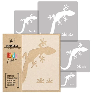 5x stencil riutilizzabili in PLASTICA/ da 34x34 cm a 9x9 cm / bambini / GECO - Picture 1 of 3