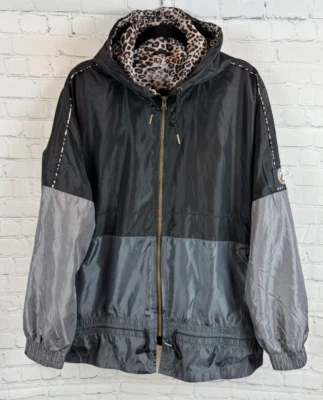 BUC-EE'S black gray brown animal print hooded full zip windbreaker size 2XL NWOT - Image 1 of 4