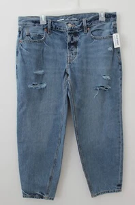 Old Navy Women's Mid-Rise Button Fly Slouchy Taper Ripped Ankle Jeans Size 8 NWT - Picture 1 of 9