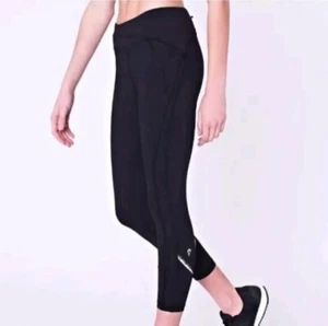 Ivivva Lululemon Hyper Track Crop Reflective Leggings, Black, Size 14 - Picture 1 of 10