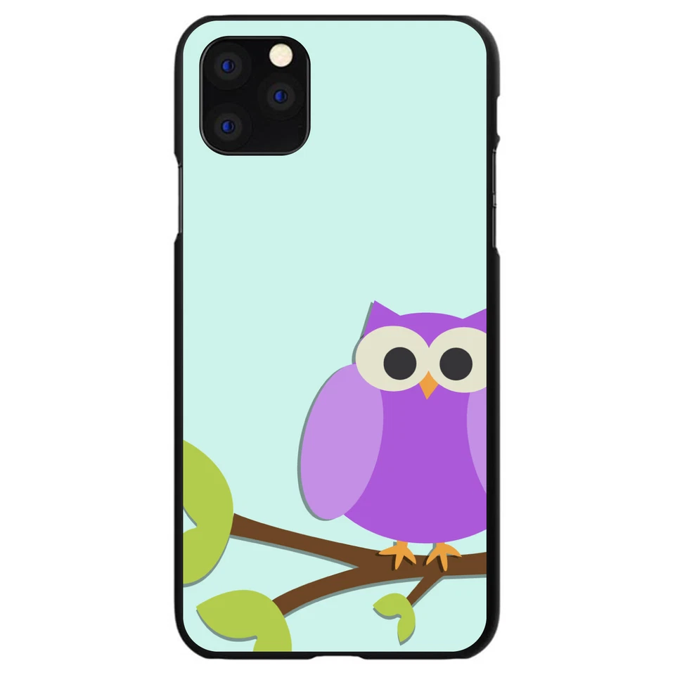 Hard Case Cover for iPhone / Samsung Galaxy Purple Owl Cartoon Foto 1 de 1