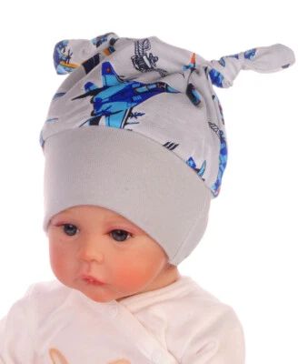 Erstlingsmütze Mütze Babymütze Haube Mützchen Knotenmütze Zipfelmütze in Grau - Bild 1 von 2