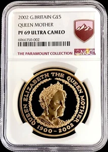 2002 GOLD GREAT BRITAIN 2086 MINTED 5 POUNDS SOVEREIGN QUEEN MOTHER NGC PF 69 UC - Picture 1 of 3