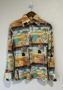VINTAGE Male Duds Disco Shirt Adult Size Medium Dagger Collar Retro Mens 1970s - Picture 1 of 9