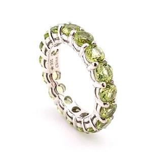 New Sterling Silver Peridot Eternity 4'mm Engagement Wedding Band Ring Size 5 - Picture 1 of 6