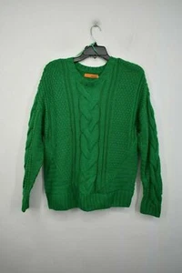One A Womens Green Mixed Knit Crew Neck Sweater Pullover Style Solid - Picture 1 of 3