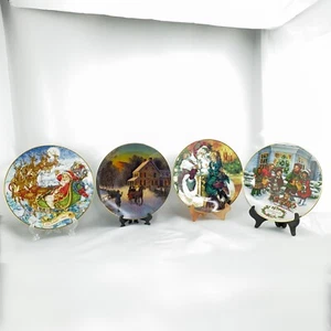 Avon Christmas Plates Rare 1988-1991-1993-1994 w/Boxes 9" Porcelain Dish_4 Lot - Picture 1 of 11