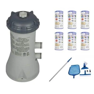 Intex Pool Pump System + Maintenance Tools + Replacement Cartridges (6 Pack) - Picture 1 of 12