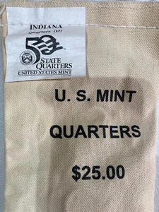2002-D Indiana State Quarter Original Mint Sewn Bag 100 coins - Picture 1 of 1
