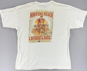 Vintage 90’s Hooters Beach Lifeguard Graphic Print T-Shirt XL Protect & Serve - Picture 1 of 17