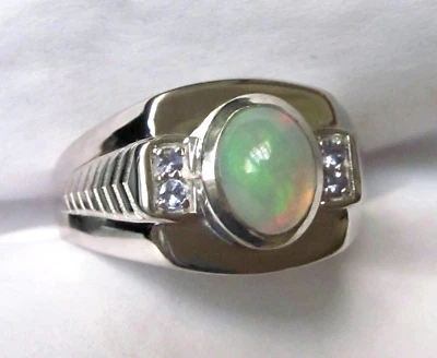 Anillo etíope de ópalo y tanzanita / tamaño 14 / plata de ley 925 / 1,4 quilates 8,9 g Foto 1 de 4