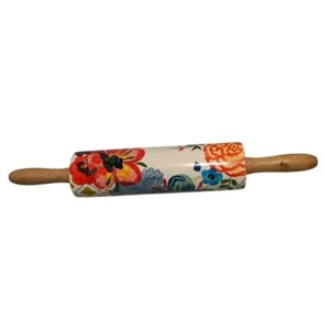 Floral Rolling Pin Decorative Hand Painted Kitchen Utensil Farmhouse Style - Picture 1 of 6