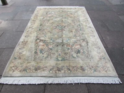 Vintage Hand Made Art Deco Chinese Oriental Grey Wool Large Carpet 271x178cm - image 1 of 4