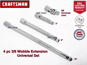 Nuevo Craftsman Wobble Extension Juego de 4 piezas 3/8 pulgadas Drive 3" 6" 10" de largo y giratorio - Imagen 1 de 3