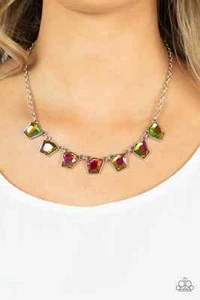 Collar de gemas de derrame de aceite brillante UV Paparazzi "Borde experimental" - Imagen 1 de 1