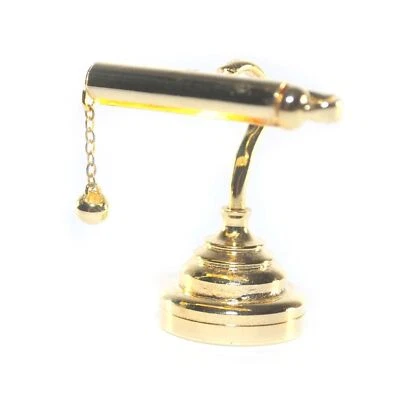 Casa Delle Bambole Dorato Ottone Banchieri Scrivania Lampada LED Batteria Luce - Immagine 1 di 4