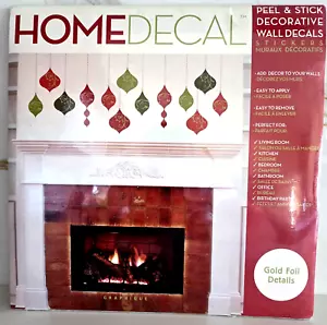 Wall Decals Stickers Peel & Stick Christmas Decor Gold Foil Ornaments 49 x 22" - Picture 1 of 4