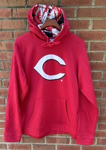 $65 NEW CINCINNATI REDS MENS RED HOODED SWEATSHIRT CAMO HOOD HOODIE L LARGE NWT - Picture 1 of 6