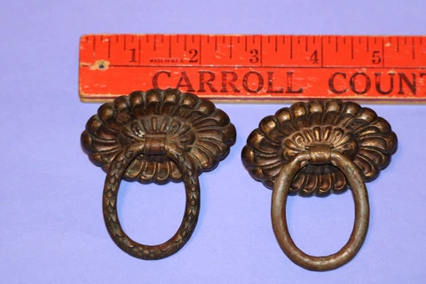 2 Vintage Metal Pull  Handle  Drawer pulls   2.5 inches Cover