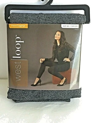 West Loop Womens size M/L Dark Grey Fleece Leggings Polyester Spandex Blend  - Image 1 of 4