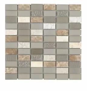 Pack Of 9 Trevi Beige Linear Glass & Stone Mosaic 30.5cm x 30.5cm,Bargain🇬🇧 - Picture 1 of 3