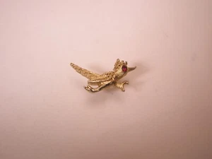 Road Runner Red Rhinestone Eye Vintage TINY SMALL Tie Tack Lapel Pin k29 - Picture 1 of 7