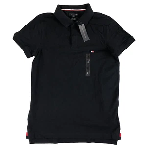 NEW Tommy Hilfiger Polo Shirt Blue Mens Small Slim Fit Stretch Logo Short Sleeve - Picture 1 of 10