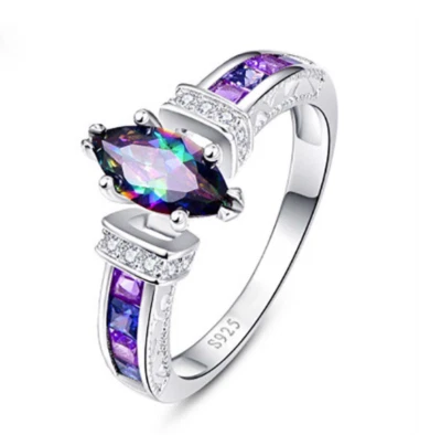 925 Fashion Mystic Topaz  Women Ladies Ring ~ 925 Sterling Silver Stamped - Image 1 of 3