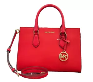 MICHAEL KORS  SHEILA MEDIUM CENTER ZIP SHOULDER CROSSBODY BAG BRIGHT RED - Picture 1 of 13